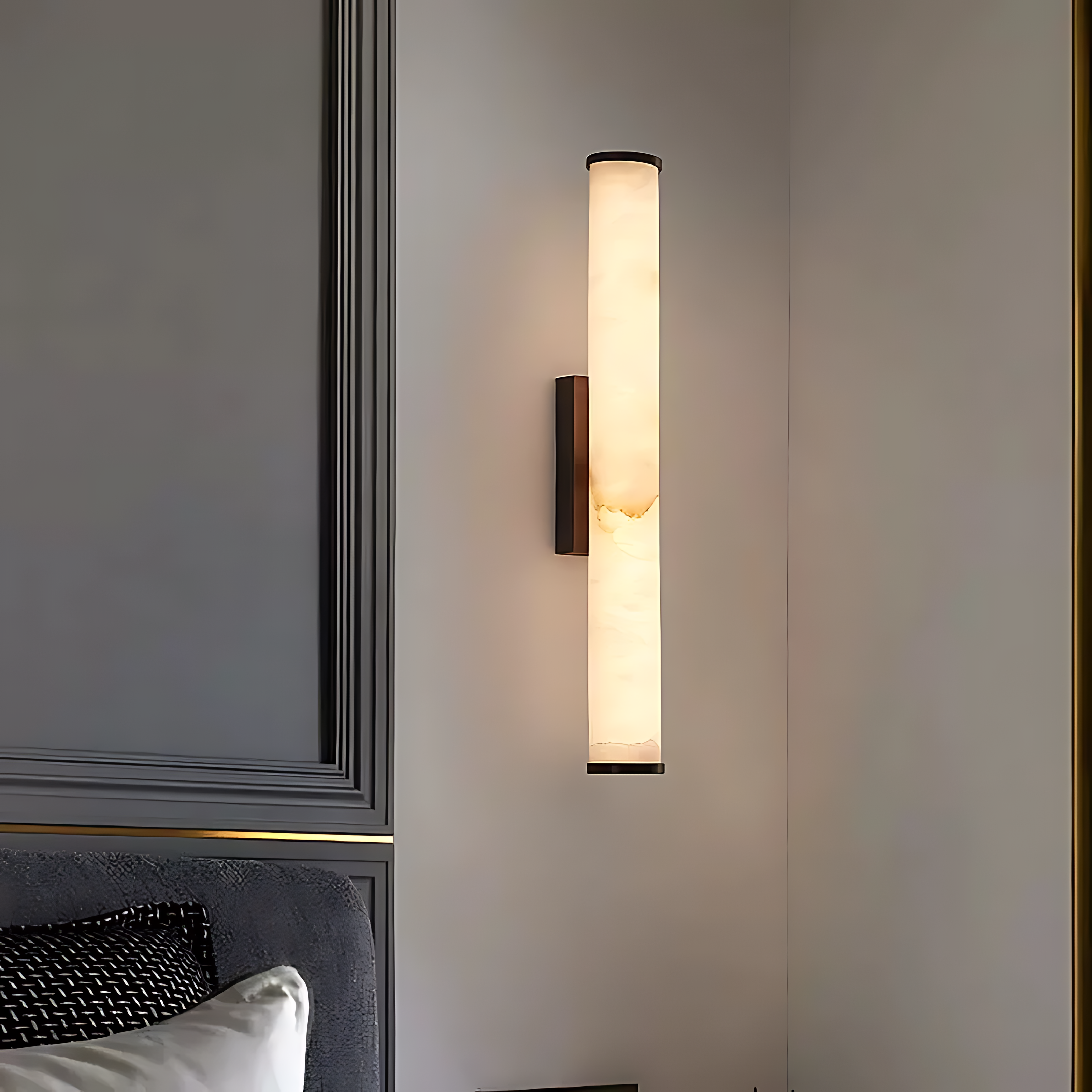 Lagoz Cylinder LED Wall Lamp - Marble Natural Stone
