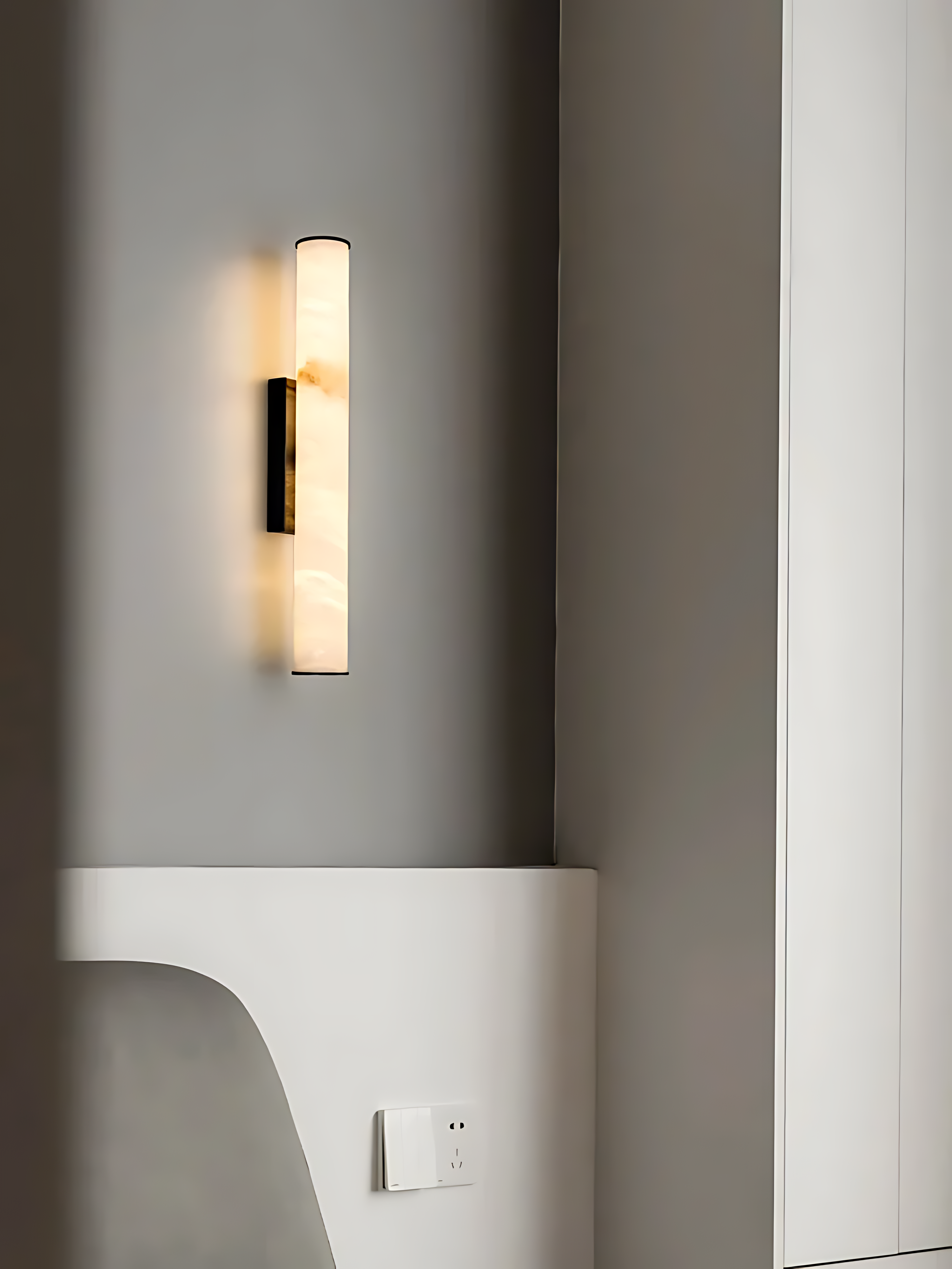 Lagoz Cylinder LED Wall Lamp - Marble Natural Stone