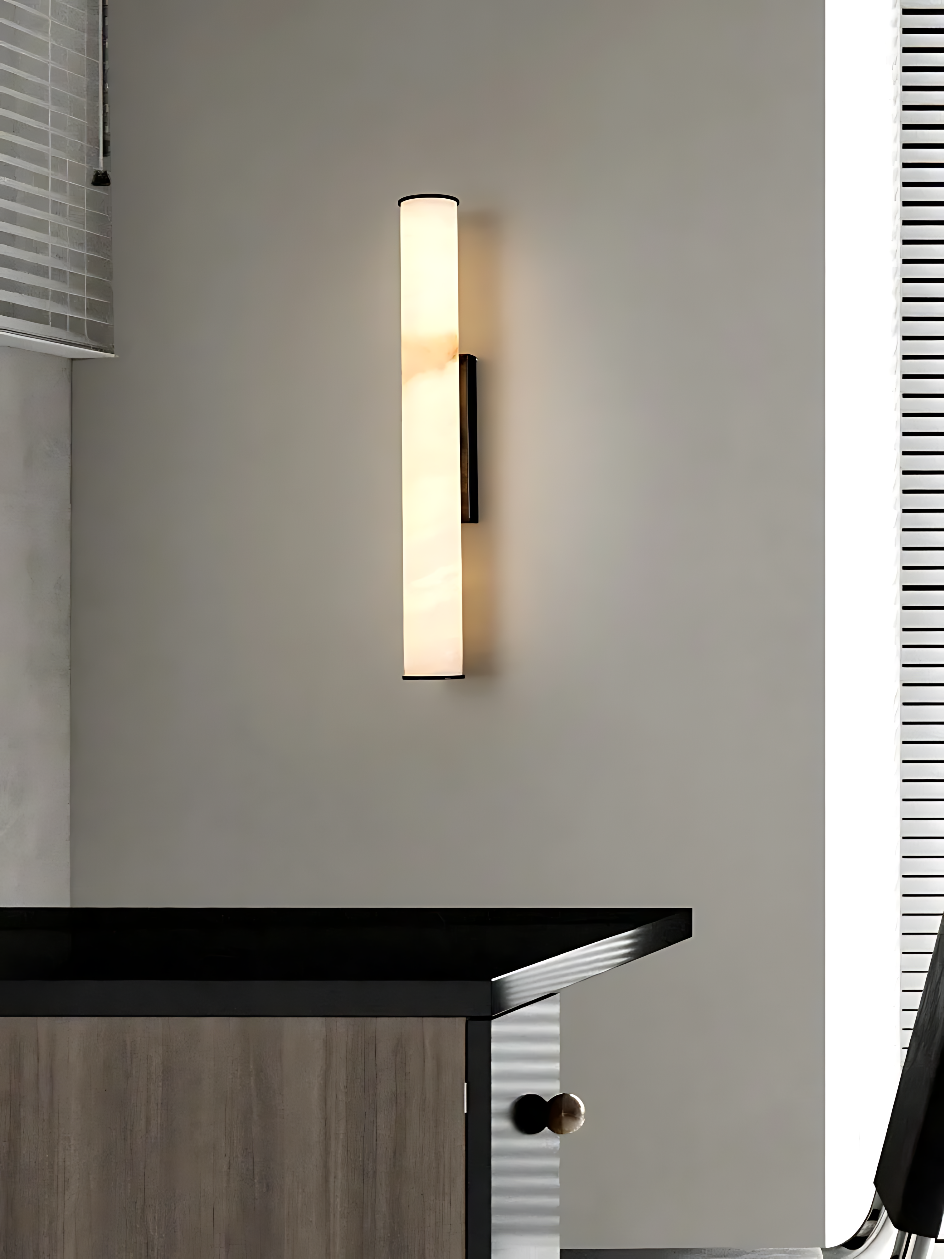 Lagoz Cylinder LED Wall Lamp - Marble Natural Stone